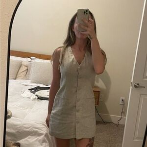 Abercrombie & Fitch Beige Button-Down Mini Dress